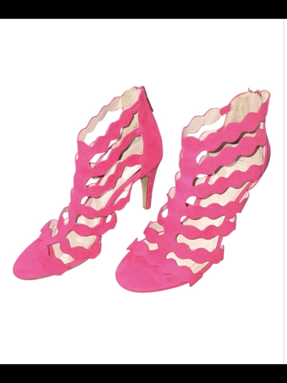 Kelly & Katie Hot Pink Scalloped Strappy High-Heel Sandals